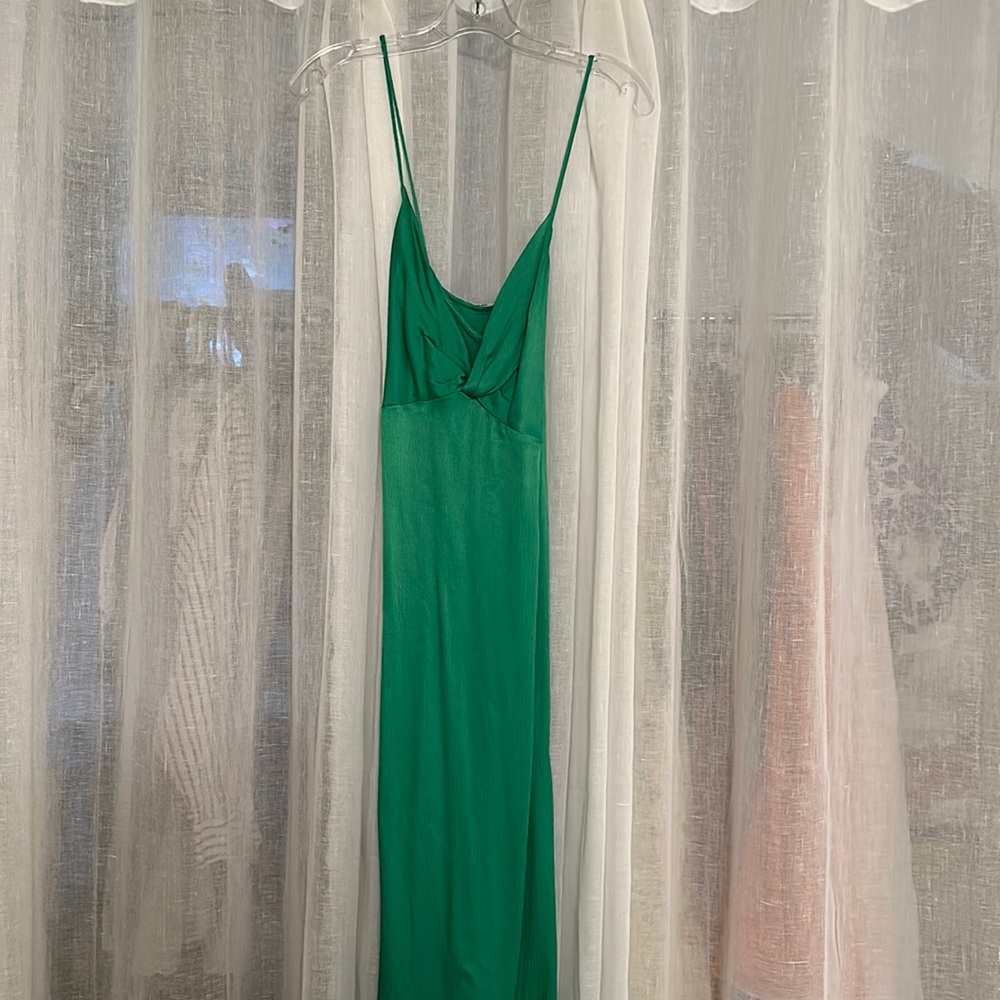 Zara green strappy cross tie midi dress